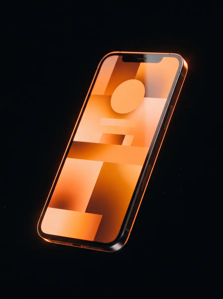 An orange phone glowing on a dark background
